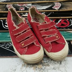 ROXY Shoes SKIPPER Sneakers Slip On Red Canvas White Size 7.5